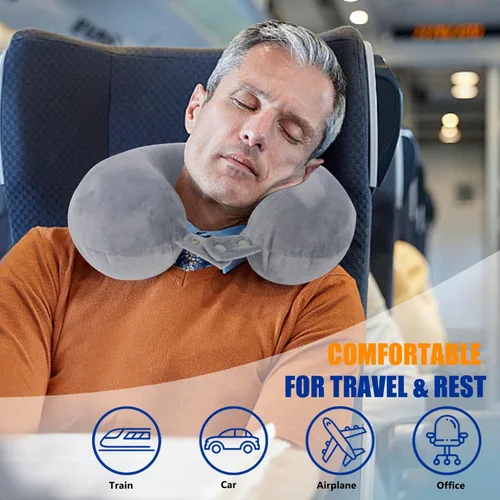Vista 2 de SAIREIDER Almohada de avión 100% espuma viscoelástica para el cuello para el descanso de vuelos, las mejores almohadas ajustables de apoyo