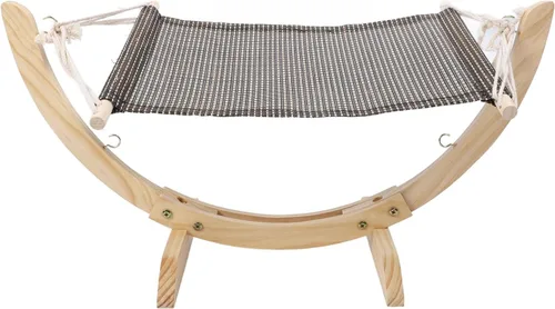 Vista 3 de Wooden Cat Hammock, Elevated Pet Bed with Comfortable Blanket for Indoor Cats and Small Animals (Mesh Fabric) (Mesh Fabric)