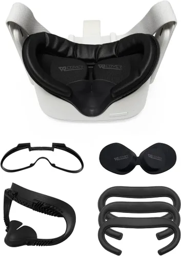VR Cover Fitness Facial Interface and Foam Comfort Set with XL Spacer for Oculus Meta Quest 2 Dark Grey Black XL Spacer Comfort Foam