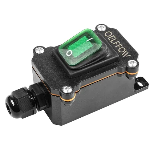 Interruptor de palanca de encendido y apagado impermeable con botón basculante de luz verde, interruptor de cable en línea DPST AC/DC 20A-125V,