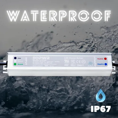Vista 3 de Controlador LED 60W Impermeable IP67 Fuente de Alimentación AC120-277V a 12V CC Transformador de Bajo Voltaje Adaptador Voltaje Constante para Tira
