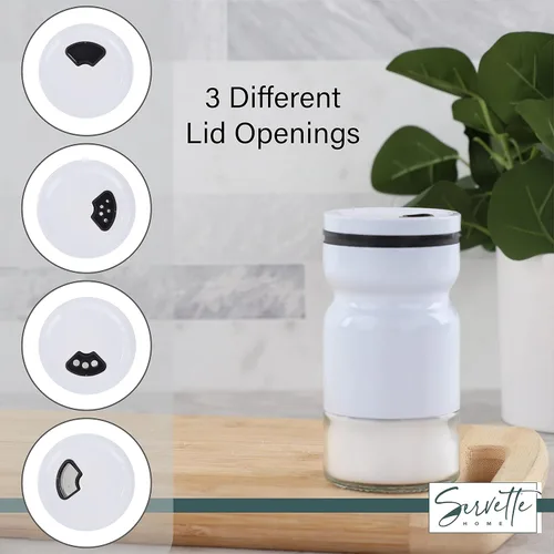 Vista 2 de Salero y pimentero de cristal y metal, juego de 2 unidades, color blanco