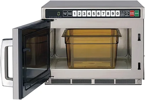 Vista 2 de Sharp R-CD2200M - Horno de microondas comercial, TwinTouch resistente con doble touchpads, 2200 vatios, capacidad de 0.75 pies cúbicos, acero