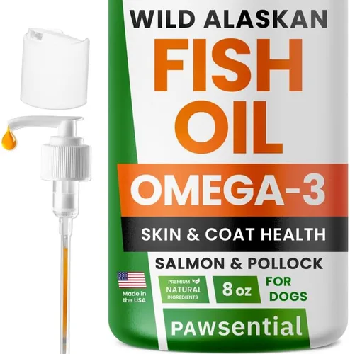Aceite de pescado para perros y gatos - Omega-3 natural - Apoyo para la piel y el pelaje - Suplemento alimenticio líquido para mascotas - EPA