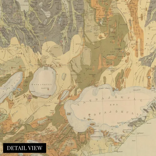 Vista 2 de HISTORIX Vintage 1901 Iceland Map - Arte de pared de historia geológica de 18 x 24 pulgadas