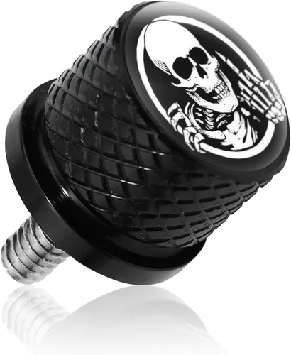 Vista 8 de Tornillo de acero inoxidable moleteado para asiento de guardabarros, rosca de 1/4 pulgadas - 20 para Harley Davidson 1996-2020, esqueleto de dedo