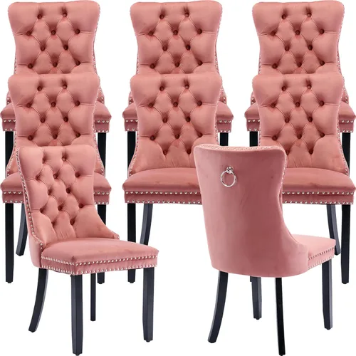 Vista 34 de ODUSE-DAILY - Juego de 2 sillas de cocina y comedor de terciopelo beige, con capitoné, tapizadas en terciopelo, estructura de madera maciza