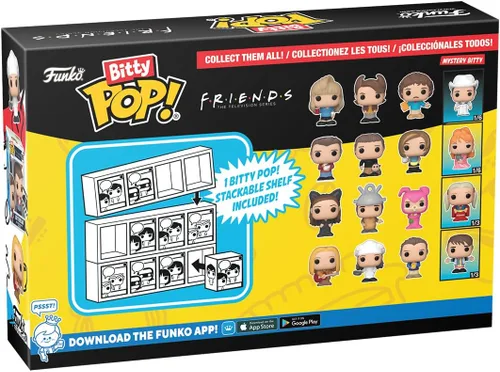 Vista 3 de Funko Bitty POP! Friends - Phoebe, paquete de 4 y una figura sorpresa mini misteriosa - 0.9 Pulgadas (2.2 Cm) coleccionable - Incluye estante