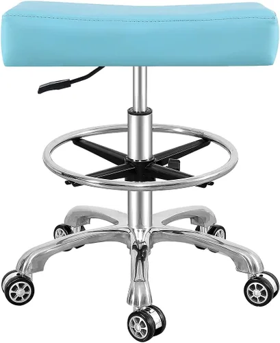 Vista 8 de Antlu Taburete giratorio ajustable para masaje oficina tatuaje cocina, trabajo pesado taburete hidráulico con ruedas (negro)