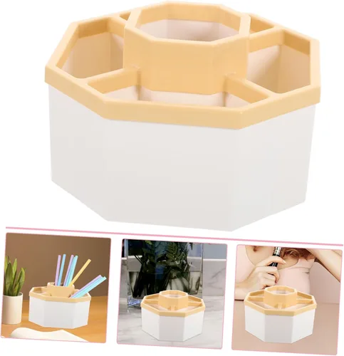 Vista 7 de EXCEART Rotatable Makeup Organizer Compartments Multi-functional Cosmetics Storage Box for Desk and Office for Brushes Pens and Sundries
