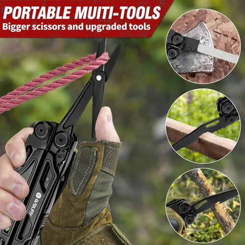 Vista 7 de BIBURY Alicates multiherramienta Pro BI2045AB, multiherramienta plegable de acero inoxidable con tijeras y destornillador mejorados