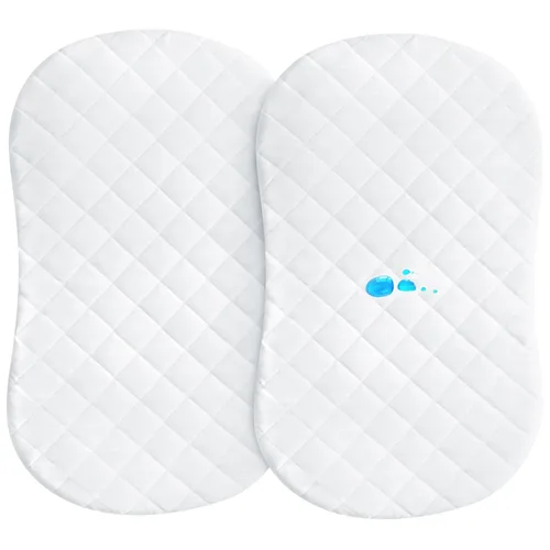 Vista 9 de Funda de colchón de moisés para colchón de reloj de arena/moisés ovalado, protector de colchón impermeable acolchado para moisés (32 x 17 pulgadas)
