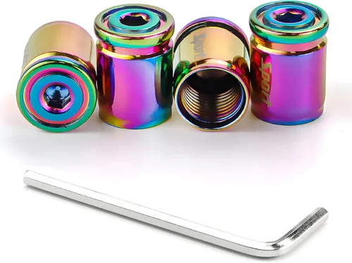 Vista 12 de Dickno 4 piezas tapas de vástago de válvula de neumático de coche con cierre, cubiertas antirrobo para vástago de válvula de rueda automática