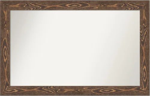 Vista 331 de Amanti Art Espejo de baño marrón para sobre fregadero, 26 x 26 pulgadas, espejo de tocador cuadrado marrón rústico Alexandria, marco de madera