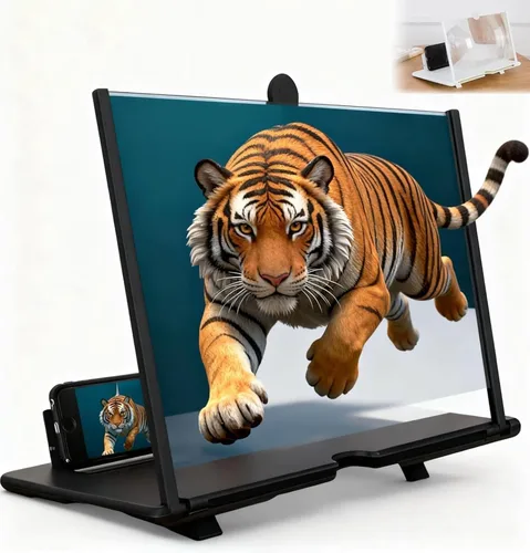 Vista 10 de Nueva versión de lupa de pantalla 2026, pantalla de proyector de lupa de teléfono móvil 3D HD para películas, videos, juegos, lupa de pantalla