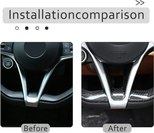 Vista 2 de Tira de fibra de carbono para el interior del volante, 1 pieza para Alfa Romeo Giulia Stelvio 2017-2019 (negro)