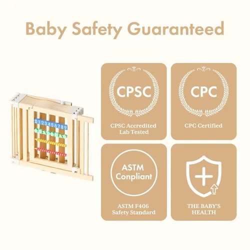 Vista 8 de Corralito de madera para bebés de 50 x 50 pulgadas, valla plegable con bonitos bloques digitales y bolsa de almacenamiento, puerta de madera