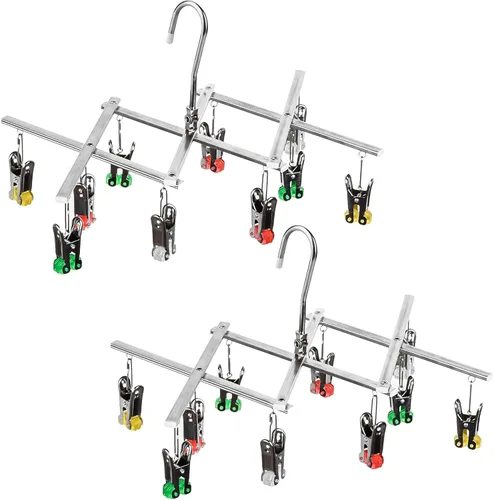 Vista 6 de Percha de secado, colgador de secado colgante, colgador de goteo de acero inoxidable con 10 clavijas para ropa interior calcetines de ropa