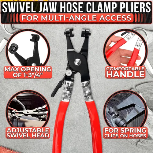 Vista 6 de Juego de 2 alicates de abrazadera de manguera de radiador para automóvil, herramienta de abrazadera de manguera de radiador de alta resistencia