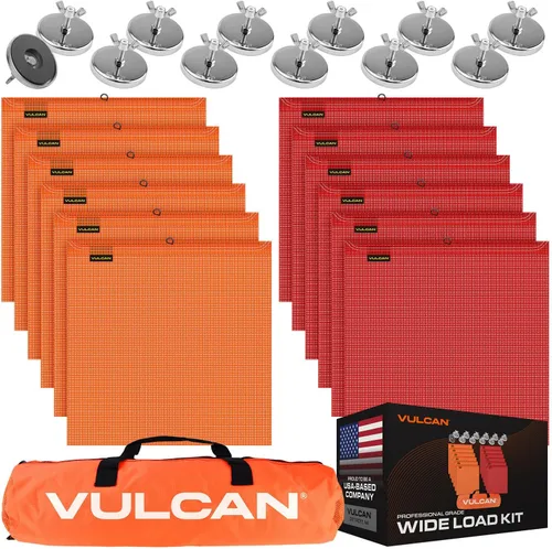 Vista 4 de Kit de Señales de Carga de Sobredimensionamiento, Banderas y Imanes VULCAN - Incluye 1 Señal de Carga de Sobredimensionamiento de Aluminio, 2