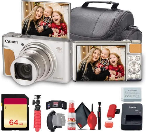Vista 8 de Canon PowerShot SX740 HS Cámara digital (negro) (2955C001) + tarjeta de memoria de 64 GB + lector de tarjetas + bolsa suave de lujo + trípode