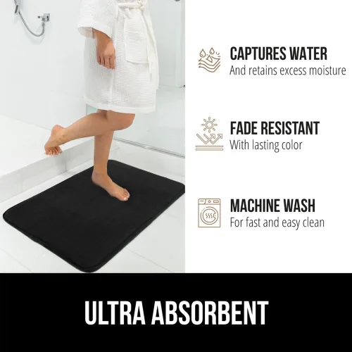 Vista 6 de GORILLA GRIP Tapete de Baño de Espuma Viscoelástica, Tapetes de Baño de Terciopelo Suave y Absorbente, Puntos Duraderos en la Parte Inferior