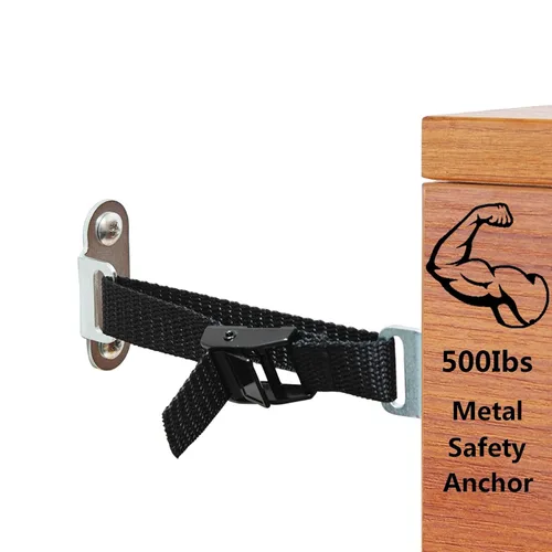 Vista 7 de Anclajes para muebles a prueba de bebés (2 juegos), anclajes de muebles antipunta, anclaje de pared para muebles, correas ajustables para muebles