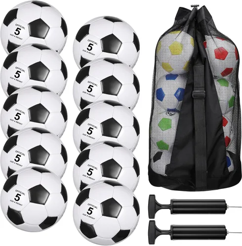 Libima 13 Piezas Pelotas de Fútbol a Granel 10 Piezas Pelota de Fútbol Oficial con 2 Bombas y Bolsa de Transporte Entrenamiento Interior y Exterior