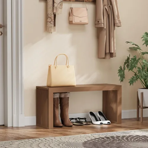 Vista 9 de Banco de comedor de bambú, banco de mesa de cocina de 35 pulgadas, decoración de casa de campo, banco de zapatos de entrada, banco al aire libre