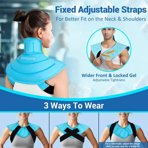 Vista 5 de Comfytemp Compresa de hielo para alivio del dolor de cuello y hombros, elegible para HSA FSA portátil, compresa de hielo reutilizable para hombros