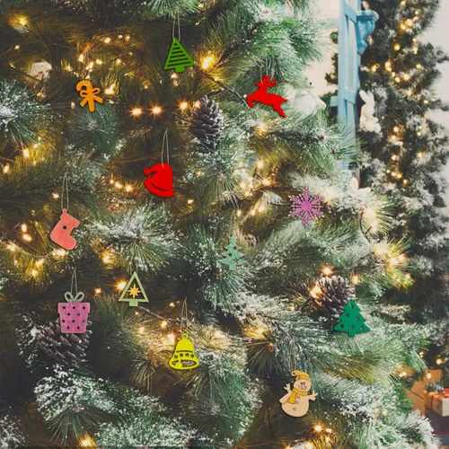 Vista 5 de 300 piezas de mini adornos de Navidad de madera sin terminar, adornos de Navidad de madera, mini rebanada de madera en blanco, manualidades