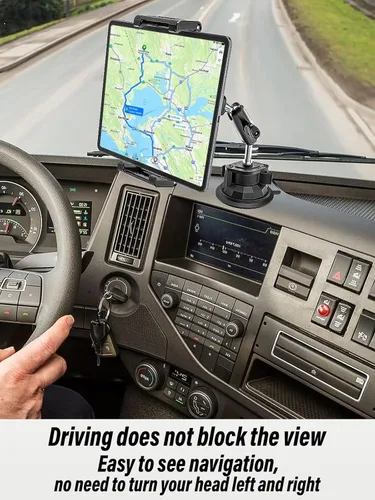 Vista 6 de Soporte para tablet de tablero y parabrisas de automóvil, [brazo de metal flexible de 360°] Soporte de tableta con ventosa ultra estable