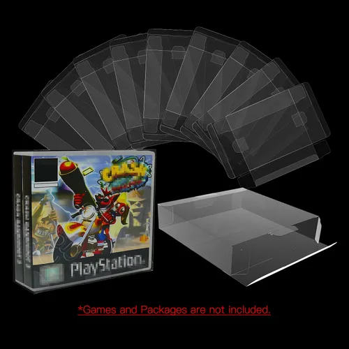Vista 2 de 10 Pack Compatible with PlayStation 1 (PS1) Game Case Protector Sleeves – Clear Plastic Display Covers, Scratch Resistant, Dustproof