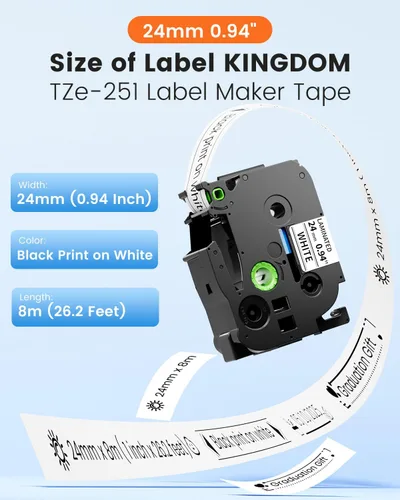 Vista 40 de Cinta para etiquetar de 0.7 pulgadas de 0.7 pulgadas compatible con Brother P Touch TZe-241 laminada negra sobre transparente/blanco/amarillo TZ