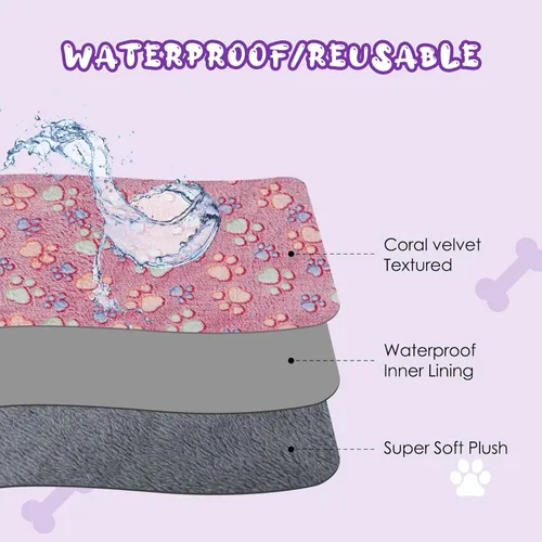 Vista 5 de YUEPET Mantas impermeables para perros, paquete de 2 mantas lavables para perros para la cama, sofá, protector de forro polar de franela