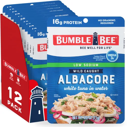Vista 17 de Bumble Bee Lemon & Garlic Seasoned White Albacore Tuna in Water, 2.5 oz Pouch - Wild Caught Tuna - 15g Protein per Serving, High in Omega-3s