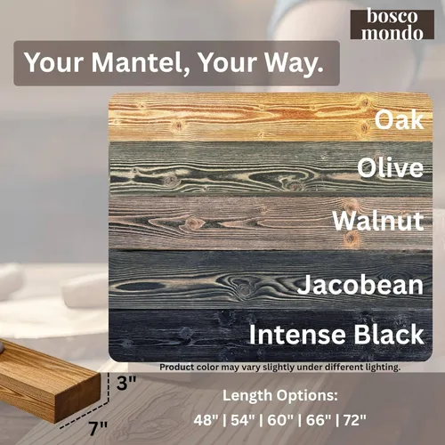 Vista 6 de BoscoMondo Estante de Repisa de Chimenea de Madera Maciza, Repisa Flotante para Sala de Estar, Repisa de Chimenea de Madera Rústica Estilo Granja