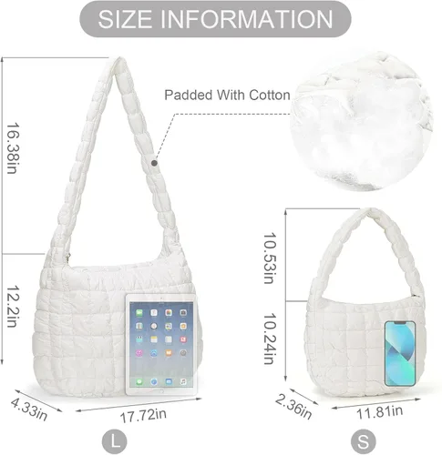 Vista 6 de Bolsa acolchada para mujer, bolsa acolchada ligera, bolsa acolchada para el hombro