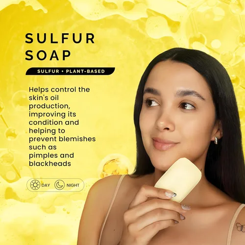 Vista 2 de Pili Natural Sulfur Soap Bars (3 Pack) Jabón de azufre - Deep Cleansing and Oil-Control Formula for All Skin Types - Maintain Healthy Skin - 3-Pack