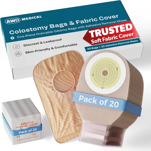 Vista 7 de 20 bolsas de colostomía – Suministros de ostomía – Bolsa de ostomía drenable de una sola pieza con control de olores para el cuidado del estoma