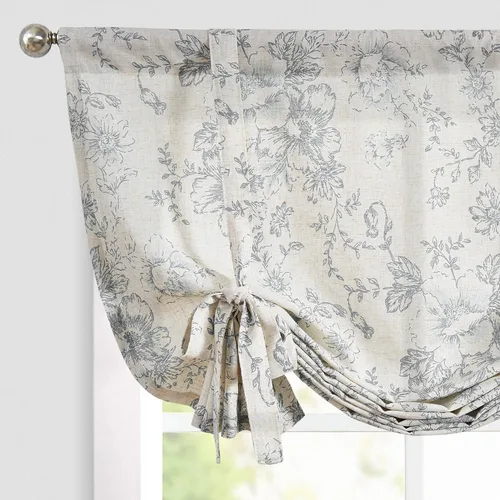 Vista 18 de jinchan Cenefa con estampado floral para ventanas de 36 pulgadas de largo, cenefas de cocina de lino para filtrar la luz campestre, tratamiento