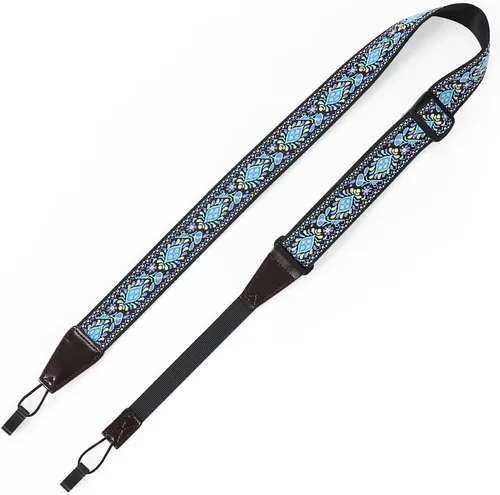 Vista 7 de Eyeshot Ukulele Strap No Drill, Adjustable Double J Hook Clip on Uke Shoulder Strap, Hawaiian Jacquard Blue Flower Hands Free Ukelele Strap, Easy to