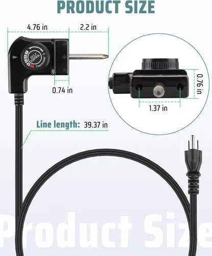 Vista 6 de Cable de sonda de termostato ajustable para fumadores Masterbuild, cable de alimentación con control de termostato para fumadores eléctricos