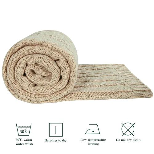 Vista 5 de NTBAY Manta de punto de cable 100% algodón puro para niño pequeño, súper suave, cálida y transpirable, 30x40, manta para bebé para cuna, cochecito