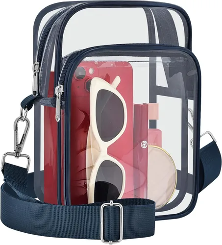 Vista 9 de Bolsa transparente para eventos de estadio, pequeña bolsa transparente con correa extraíble, bolsa de estadio para conciertos de trabajo deportivo
