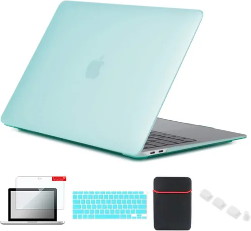 Vista 5 de Pack 5 en 1 de carcasa para MacBook Air, de Se7enline, de plástico duro, tacto suave, con protector de teclado de silicón, protector de pantalla