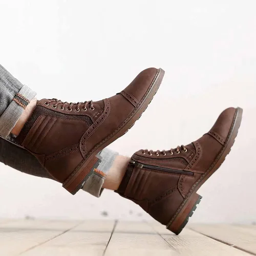 Vista 6 de Botas Chelsea para hombre, elegantes y cómodas, de cuero, con cremallera