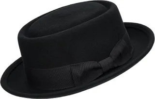 Pork Pie Hat for Men/Women Wool Felt Fedora Boater Porkpie Flat Top Derby Black Negro