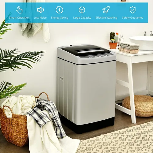 Vista 4 de Giantex Lavadora completamente automática, lavadora portátil 2 en 1 de 1.5 pies cúbicos, capacidad de 11 libras, lavadora e hilandero, combo de 8