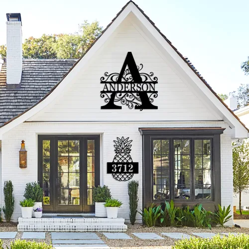 Vista 5 de Letrero de metal personalizado con números de dirección de casa, valla de puerta de número de calle personalizada o placa de puerta delantera